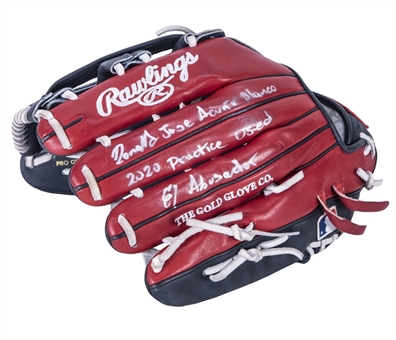 2020 Ronald Acuna Practice Used and Signed/Inscribed Rawlings Pro S303-6KS Pro Model Glove with "2020 Practice Used" & "El Abusador" Inscriptions (Elite Sports & Beckett)